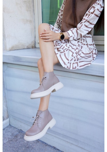 Ella Vizon Hakiki Deri Kadın Bot-vizon Vizon