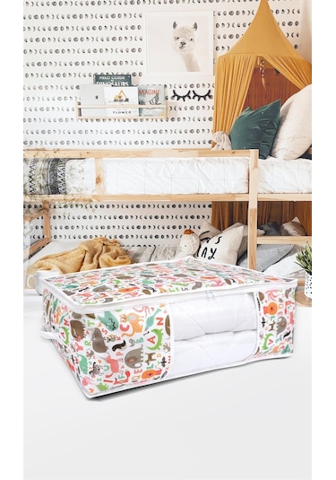 Vedsey Home Baza Altı Pencereli Büyük Boy Hayvan Baskılı Hurç 70 x 50 x 25 CM Çok Renkli