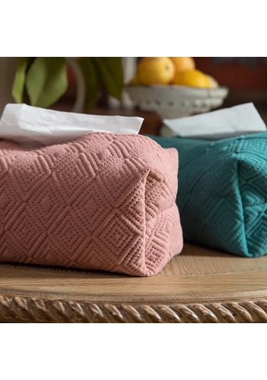 Mavi-iskandinav Taklit Kenevir Doku Kutusu Mendil Seti Bez Çizim Kağıt Torba Araba Ev Salonu Peçete Saklama Kutusu