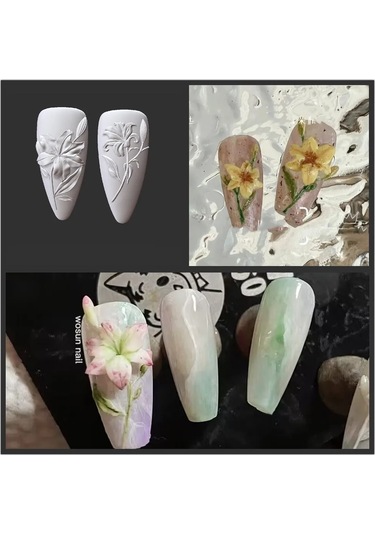 1 Adet Çiçek Şerit Gül Lale Kalıp Zambak 3d Akrilik Kalıp Papatya Gül Nail Art Süslemeleri Çivi Dıy Silikon Çivi Kalıp Fildişi