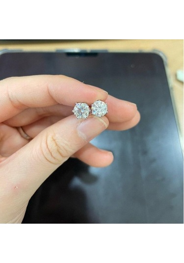 Mavi Bagueringen Gerçek 0.5-1 Karat D Renk Mozanit Saplama Küpe Kadınlar Için En Kaliteli 925 Ayar Gümüş Köpüklü Düğün Takı