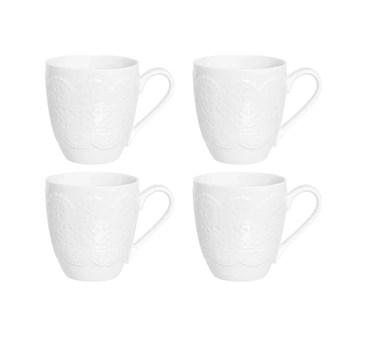 Elan Gallery Fincanlıkta Kupa "dantel" 4 Adet, 350 Ml 4673168 Kahverengi