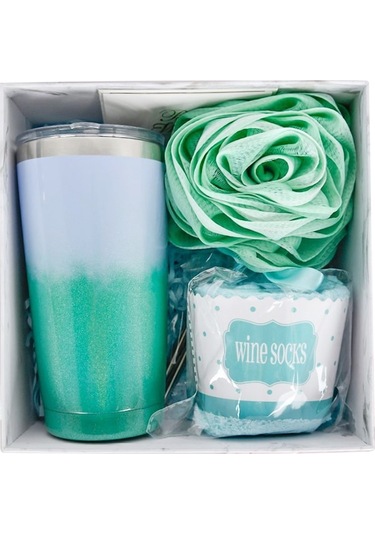 7 Parça 20oz Çift Katlı Vakumlu Paslanmaz Çelik Termos Seti - Isı/sıcaklık Saklama + Kapağı + Selamlık Kartı + Pasta Bardak Çorabı + Duş Topu + Pipet + Fırça Çok Renkli Çok Renkli