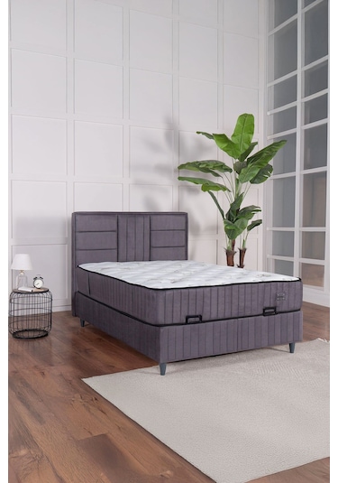 Premium Bamboo Sleepy Üçlü Set Gri Baza Başlık Yatak 150 x 200