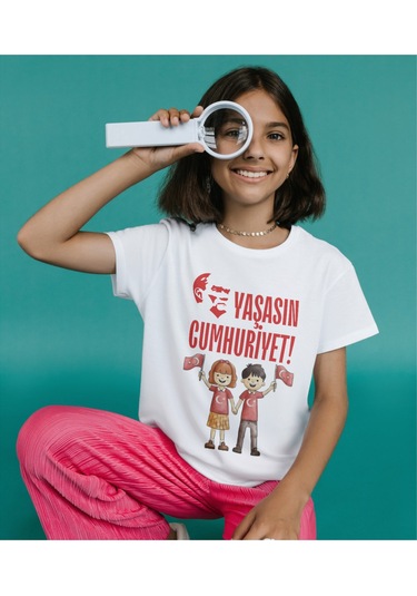 29 Ekim Çocuk Tişörtleri Cumhuriyet Bayramı Tişörtleri Çocuk / Kadın / Erkek Cumhuriyet Tişörtü Beyaz