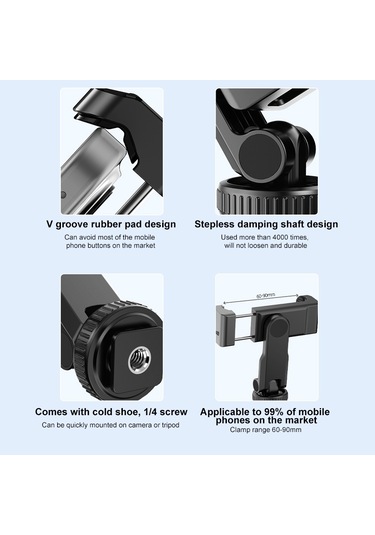 Djı Osmo Pocket 3 İçin Puluz Koruyucu Çerçeve Genişletme Telefon Kelepçesi, Tripod Direği Siyah İle Uyumlu