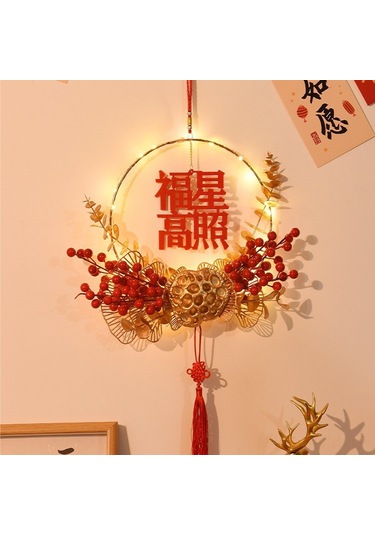 Suofeng Yeni Yıl Dekorasyonu Led Işıklı Çiçek Yüzüğü, Ev Taşınma Diy Seti, Oturma Odası Dekoru Malzemesi