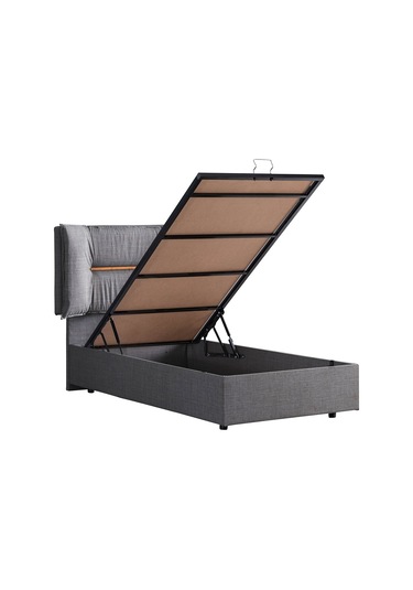Setaymobilya Baza, Lizbon Tek Kişilik Baza + Başlık + Comfort Yatak, Gri