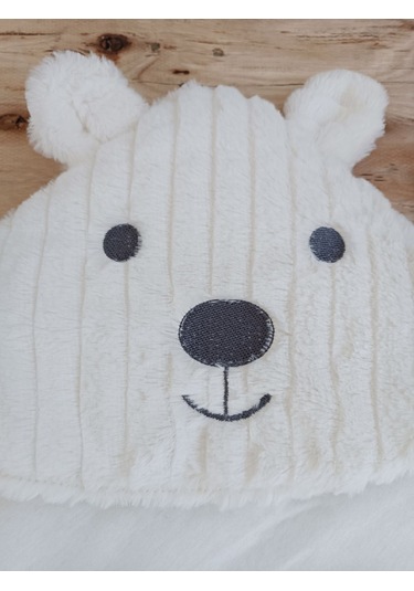 Yenidoğan Beyaz Wool Yün Kumaş Ayıcık Kulaklı Kundak Bebek Battaniyesi Çok Renkli