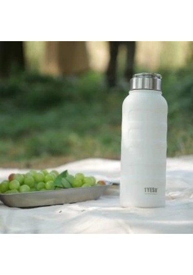 Paslanmaz Çelik Termos Su Şişesi 360ml Vakumlu Kapak Beyaz İthal Ürün Beyaz