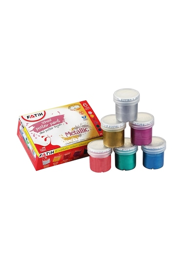 Fatih 6 Renk Metalik Guaj Boya 25 ML 50435 Çok Renkli