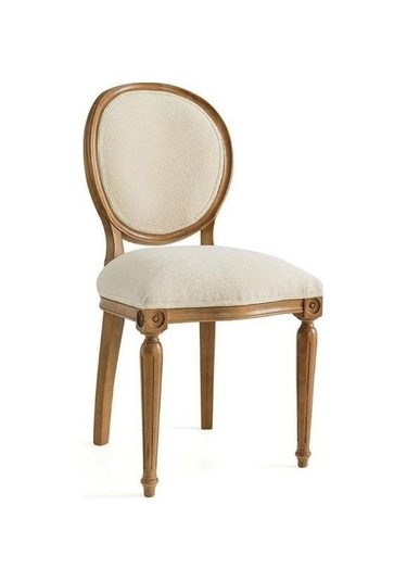 Madalyon Ahşap Klasik Sandalye Natural - Krem