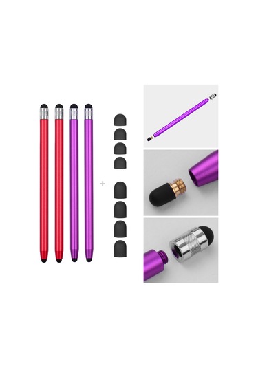 Geeroyoo Evrensel Dokunmatik Kalem - 8 Yedek Uçlu, Çift Uçlu Metal Stylus 4 Adet
