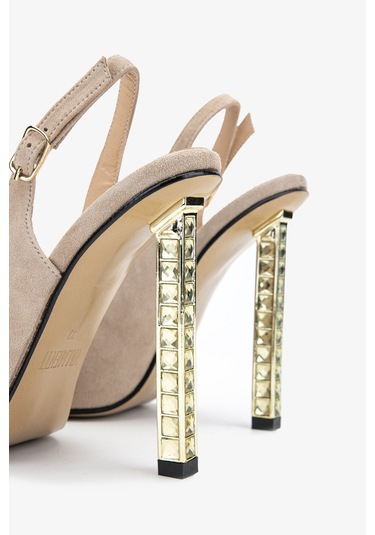 Valmenti Belina Kadın Taş Süet Hakiki Deri Topuklu Ayakkabı 22 3185 Bn Ayk Y24 Taş