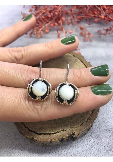 Sedef Taşlı 925 Ayar Gümüş Küpe