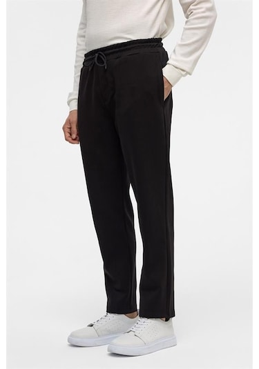 Süvari Siyah Regular Düz Jogger Pantolon Siyah
