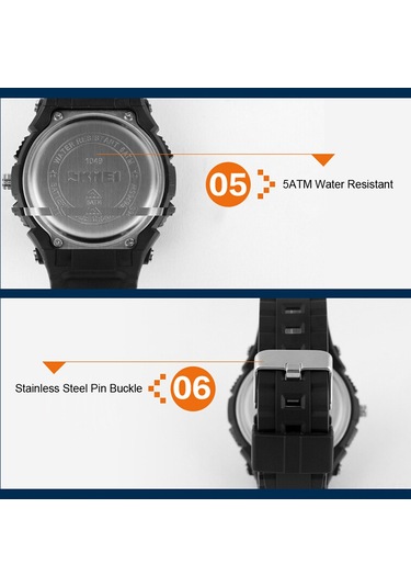 Leezsing Güneş Enerjili Su Geçirmez Spor Kol Saati - Çift Kadranlı Ve 50 Metre Su Dayanıklı Çok Renkli