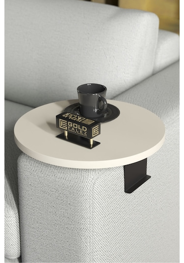 Zigon Sehpa Yan Sehpa Ayarlanabilir Tepsi Dekoratif Modern Tepsi Krem Krem