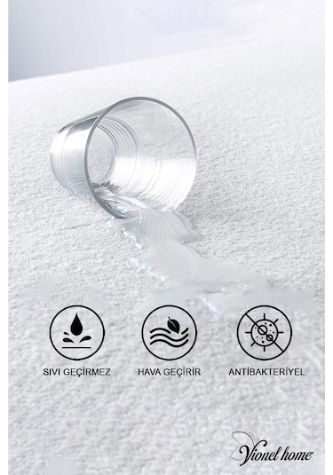 Vionel Home %100 Pamuk Yatak Koruyucu Alez Tek Kişilik Full Kenar Fitted Su & Sıvı Geçirmez