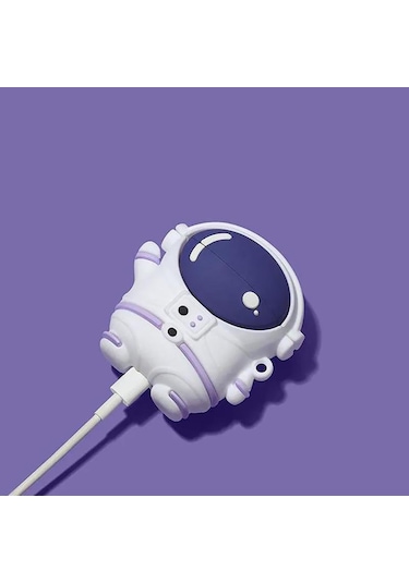 E2M Airpods 3 Uyumlu Kılıf Astronot Mor