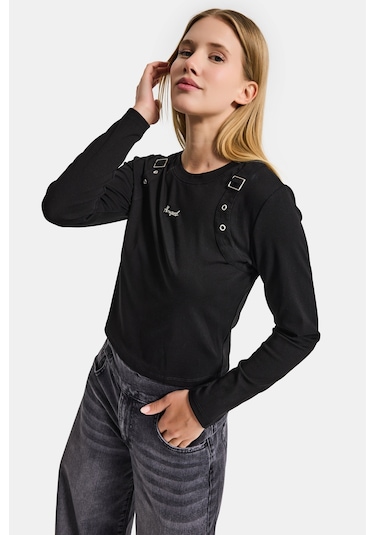 Itsbasic Kadın Siyah W5 Aksesuar Detaylı Özel Tasarım Body