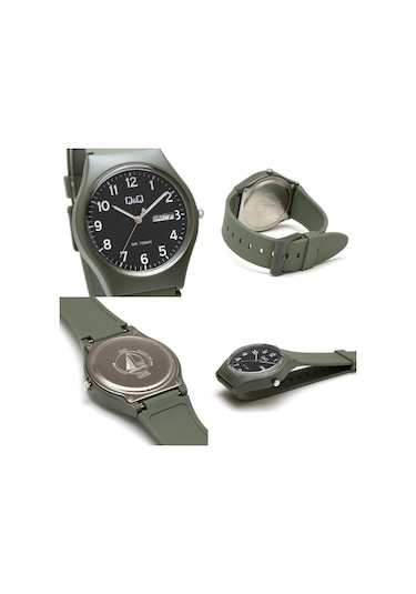 Q&Q QCG21208 Haki Rakamlı Su Geçirmez Çift Takvimli Kol Saati