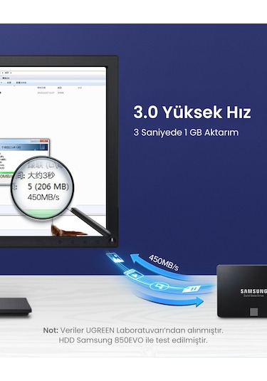 Ugreen 90 Derece Sata 3.0 Disk Kablosu 50 Cm, 30797