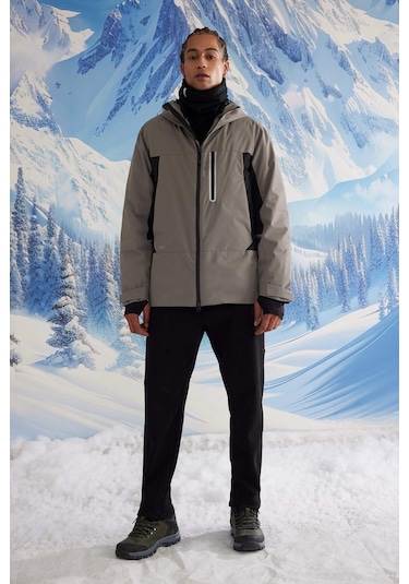 DeFactoFit Su İtici İnce Yağmurluk,Kalın Mont 2'li Set Kapüşonlu Fermuarlı Su Geçirmez C6055AX24WNKH464