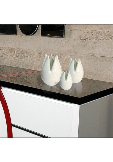 Seramik Krem Laleler Biblo Seti 15Cm , 13Cm, 9Cm