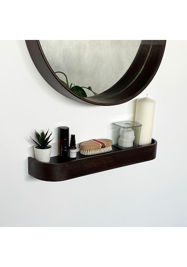 Ahşap Doğal Masif Duvar Rafı Ceviz