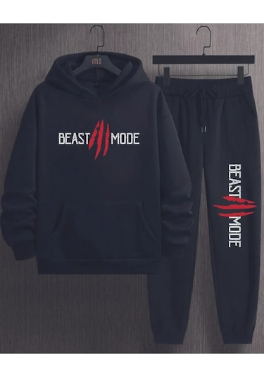 Hırsch Siyah Erkek Oversize Basic Kapüşonlu Lastikli Beast Moda Baskılı Pamuklu Eşofman Takımı Siyah Hırsch Siyah Erkek Oversize Basic Kapüşonlu Lastikli Beast Moda Baskılı Pamuklu Eşofman Takımı Siyah