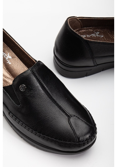 92101 Ortopedik Kadın Deri Ayakkabı Topuk Dikeni İçin Uygundur Siyah