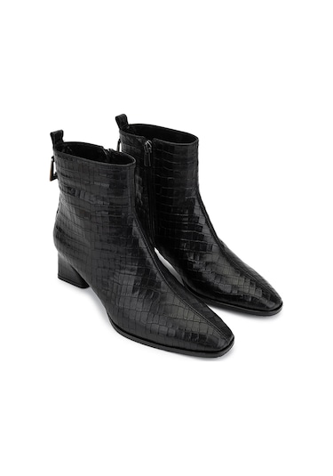 Tamer Tanca Kadın Hakiki Deri Siyah Kroko Klasik Bot 33 11510 Bn Bot Sk25-26 Sıyah Kroko Siyah Krako