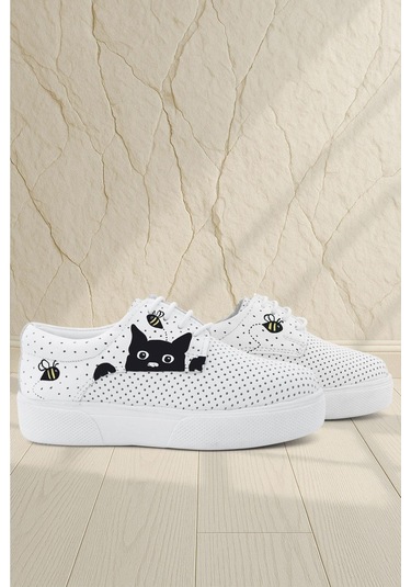 Rakerplus Tbons Özel Tasarım Hakiki Deri Beyaz Lastikli Çocuk Günlük Ayakkabı Beyaz