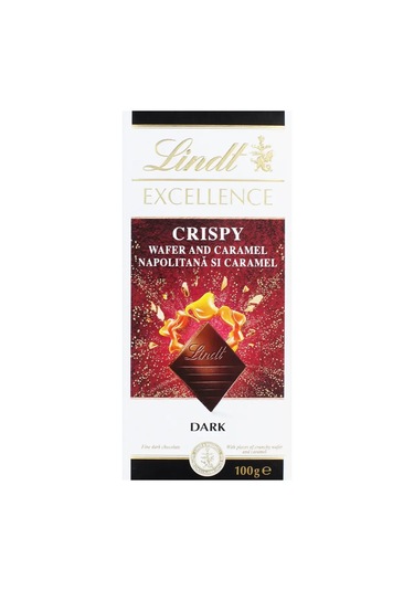 Lindt Excellence Crispy Wafer And Caramel Dark Chocolate 100g