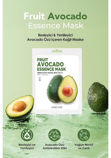 Lebelage Avokado İçeren Nemlendirici Kağıt Maske Lebelage Fruit Avocado Mask