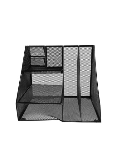 Ganzhoushop Dosya Düzenleme Depolama Rafı Demir Örgü Belge Düzenleyici Masa Çalışanları İçin 30.00x25.50x25.50cm 1setsiyah