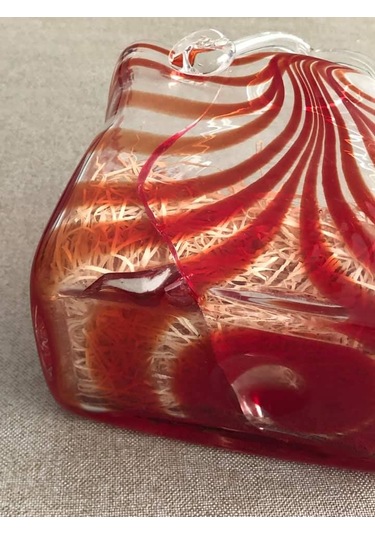 Fifth Avenue Crystal Vintage El Boyama Kırmızı Cam Vazo Çanta