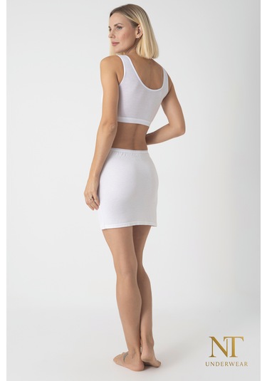 Nt Underwear Bambu Mini Etek Astarı, Mini Jupon - Doğal Kumaş, Modern Kalıp. Beyaz
