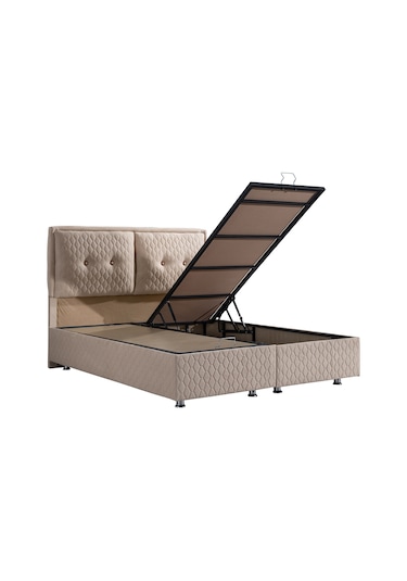 Setaymobilya Baza, Vectra Çift Kişilik Baza + Başlık + Deluxe Yatak, Bej