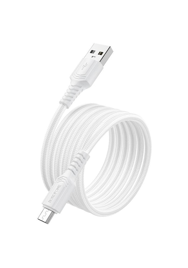 Borofone Bx116 1m 2.4a Usb'den Micro Usb'ye Belirli Şarj Veri Kablosu Beyaz