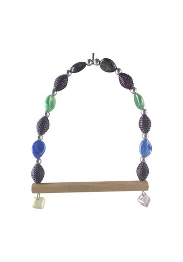 Boncuklu Kafes Kuşu Salıncağı Büyük Boy 17x15 Cm