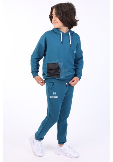 Toontoy Erkek Çocuk I Am Orıgınal Baskılı Eşofman Takım Petrol Mavi
