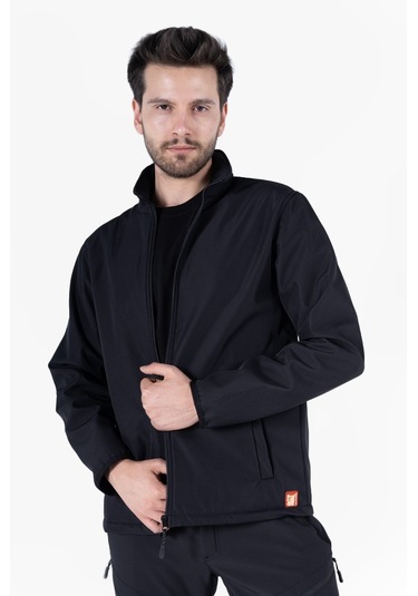 Dik Yaka Cepli Softshell Mont Siyah