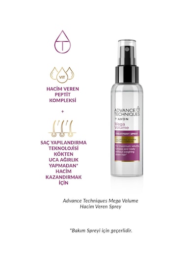 Avon Advance Techniques Mega Volume Hacim Veren Saç Spreyi 3 x 100 ML