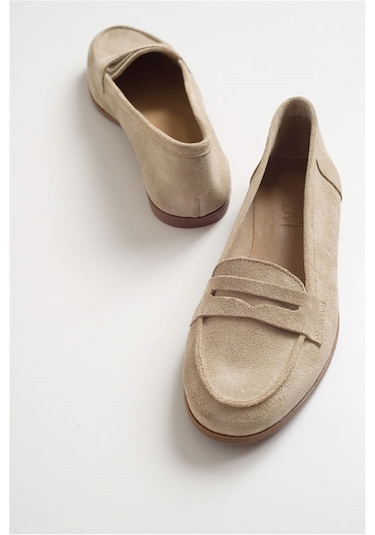 Luvishoes F02 Bej Suet Kadın Babet Bej