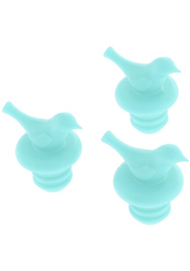 Suntek 3 Adet Silikon Küçük Kuş Şarap Şişesi Tıpa Mavi