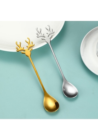 Dancemonkey 4 Adet 14cm 304 Çelik Kahve Kaşığı, Paslanmaz, Pratik Set Çok Renkli