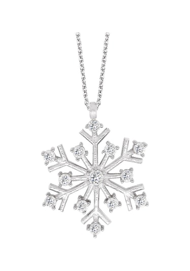 Gümüş Beyaz Taş Kar Tanesi Kolye G784Klr2 Altınsepeti