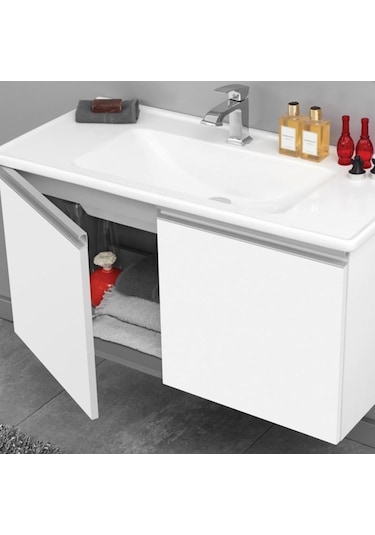 Orka Terme 80 Cm Mdf Beyaz Banyo Dolabı Takımı Ve Boy Dolabı Beyaz